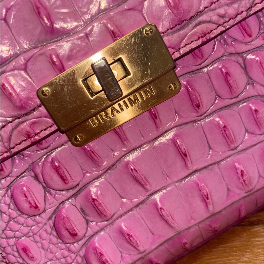 Brahmin Mimosa Pink Croc Embossed Crossbody - Picture 2 of 10